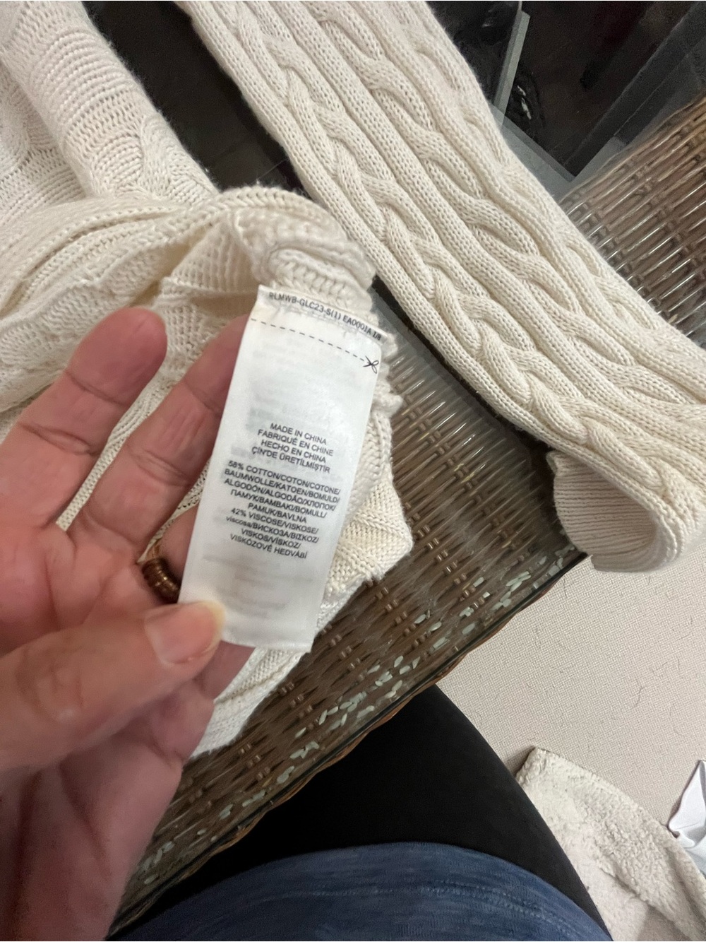 Ralph Lauren Cream Boatneck Cable Knit Sweater - Picture 7 of 7